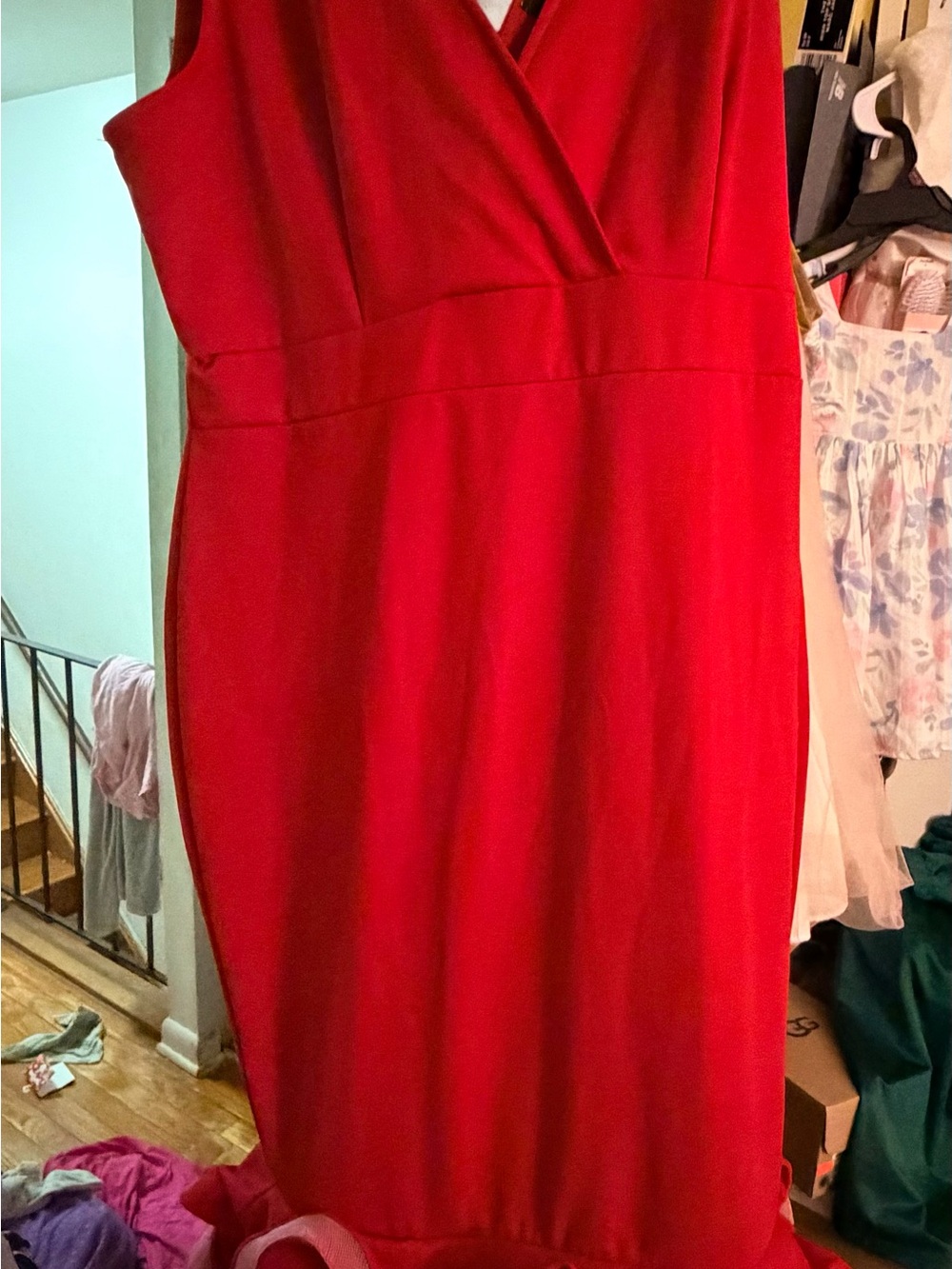 Fashion Nova Red Midi Sheath Dress
